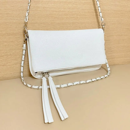 Sac bandoulière femme noir avec chaîne métallique – Meliva