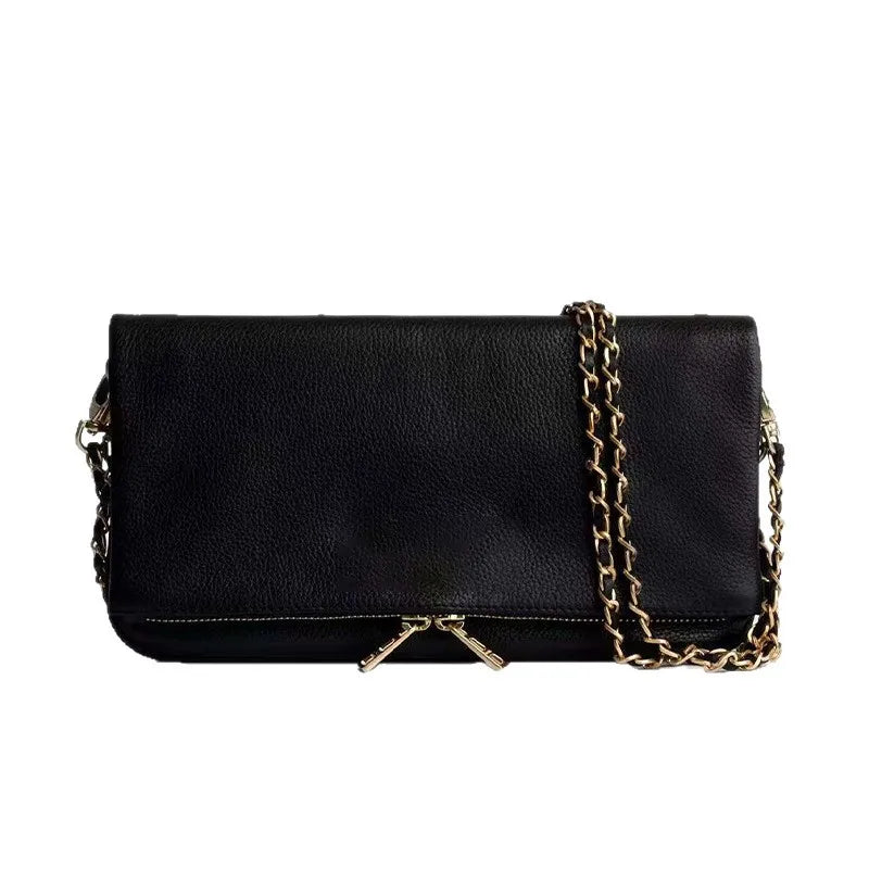 Sac bandoulière femme noir avec chaîne métallique – Meliva