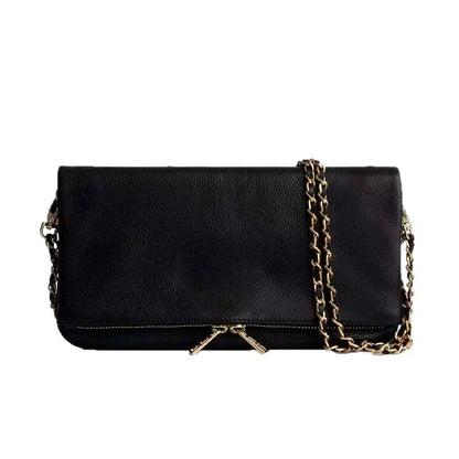 Sac bandoulière femme noir avec chaîne métallique – Meliva