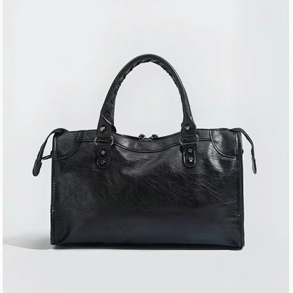 Sac à main femme noir format bowling avec anses doubles – Meliva