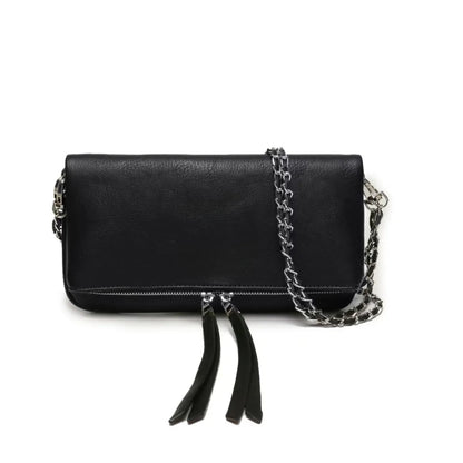 Sac bandoulière femme noir avec chaîne métallique – Meliva