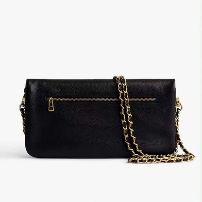 Sac bandoulière femme noir avec chaîne métallique – Meliva