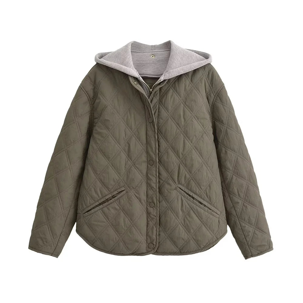 Veste femme décontractée coupe ample à col rond et manches longues – Meliva