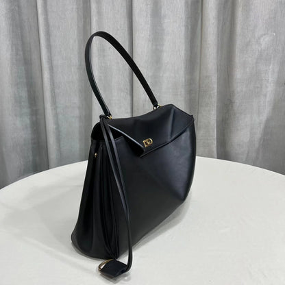 Sac à main femme noir structuré avec rabat et anse – Meliva