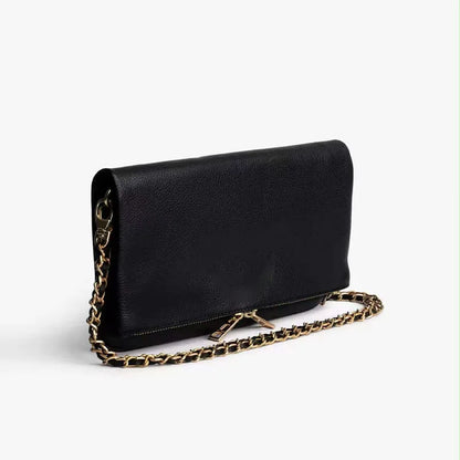 Sac bandoulière femme noir avec chaîne métallique – Meliva