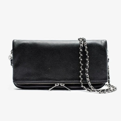 Sac bandoulière femme noir avec chaîne métallique – Meliva