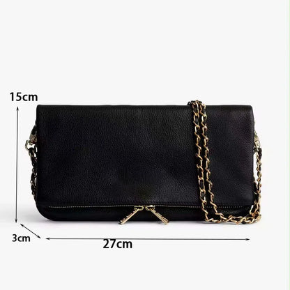 Sac bandoulière femme noir avec chaîne métallique – Meliva