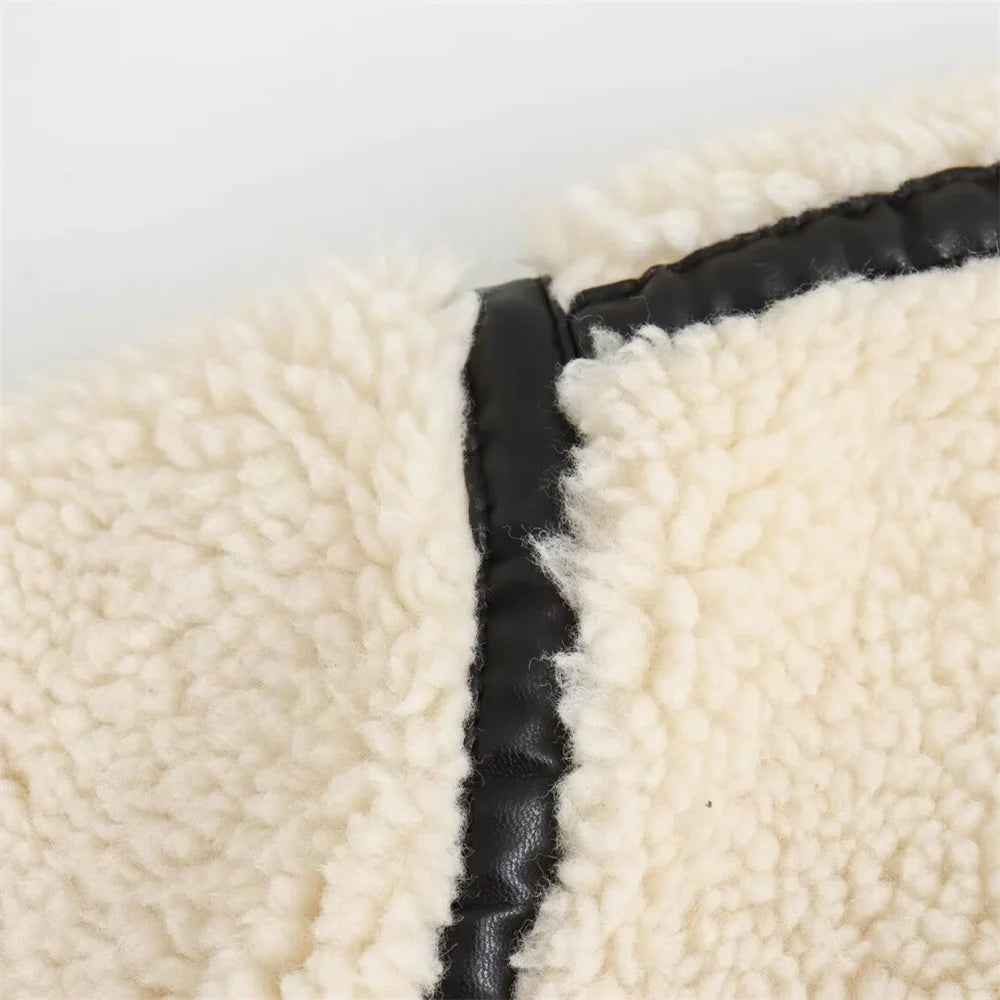 Veste femme style motard avec effet fourrure synthétique intégrée – Meliva